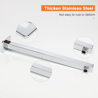 Shower Arm, Rain Shower Head Extension Extender, With Flange and Teflon Tape, Made of Thicken Stainless Steel for Bathroom Rainfall Shower (16 Inch, Chrome) - color: Chrome, style: 16 Inch