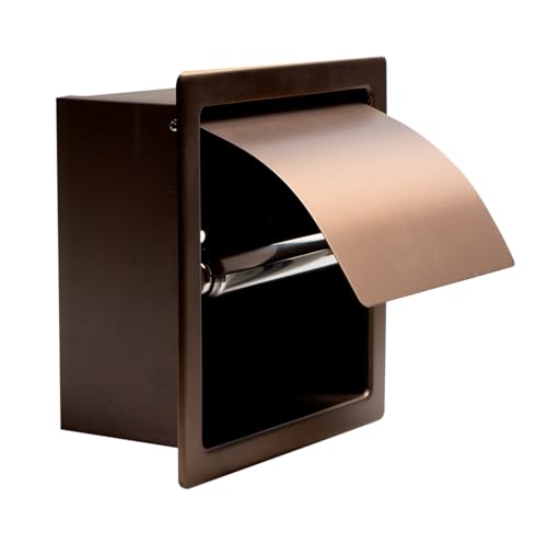 ALFI brand ABTPP77-BC Brushed Copper Stainless Steel Recessed Toilet Paper Holder with Cover