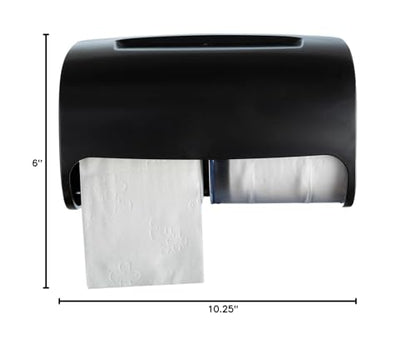 Commercial Toilet Paper Dispenser Wall Mount, Double (2 Roll) Locking Toilet Paper Holder (Black), Compact Two Roll, Side by Side Design Tissue Paper Dispenser (Dispensador de Papel Higienico Doble)