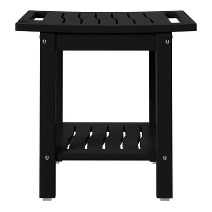 Sage HDPE Poly Plastic Waterproof Bathroom Shower Bench, Black - color: Black