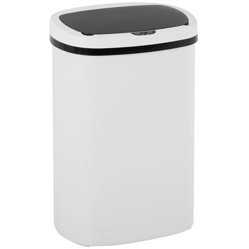 13 Gallon Kitchen Trash Can with Lid,Automatic Touchless Garbage Can for Kitchen,PP Plastic Motion Sensor Trash Can,Tall Large-Capacity Trash Bin,Hands-Free Smart Waste Bin for Home - color: White