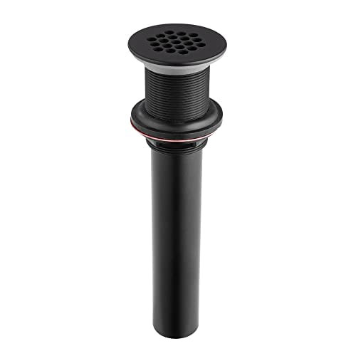 Grid Drain Strainer Assembly Without Overflow for Bathroom Sink, C.O. Plug Lavatory Drain, Matte Black - color: Matte Black, style: Without Overflow