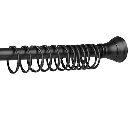 Rust-Proof Zinc Shower Curtain Hooks with Clasp Closure, Shower Hooks Hangers for Bathroom, Kitchen Utensils, Curtains, Clothing, Towels etc - Set of 12, Matt Black - color: Black