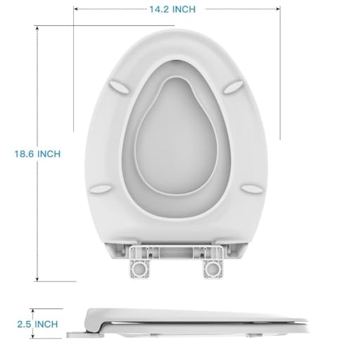 Toilet Seat Elongated White Flat Toilet Seat Cover with Quick Release Easy Clean Hinges, Comfortable Fit for Standard Toilets, Perfect for Home Bathroom Upgrades, Apartments and Guest Restrooms - size: Elongated