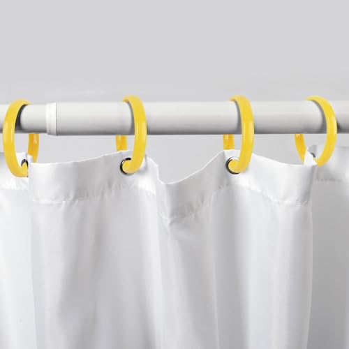 Yellow Shower Curtain Hooks - 12 Pcs Circular Plastic Shower Curtain Rings for Bathroom - O Shaped Yellow Shower Hooks Rings for Shower Curtain Rod - color: Yellow