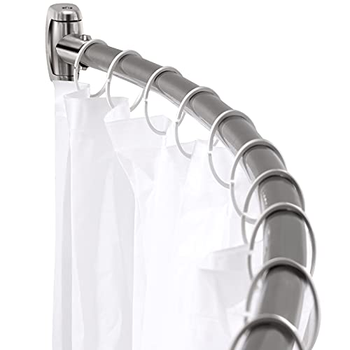 Chrsouly Adjustable Curved Shower Rod, 42-72 inches Extra Wide Shower Curtain Rod, Rust proof, Premium Stainless Steel, Curved Shower Curtain Rod for Bathroom, Need to Drill, Silver - color: Silver, size: 42-72 Inches