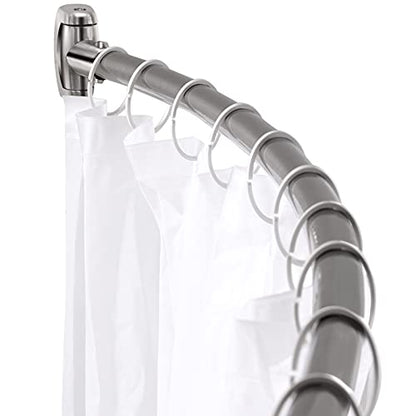 Chrsouly Adjustable Curved Shower Rod, 42-72 inches Extra Wide Shower Curtain Rod, Rust proof, Premium Stainless Steel, Curved Shower Curtain Rod for Bathroom, Need to Drill, Silver - color: Silver, size: 42-72 Inches
