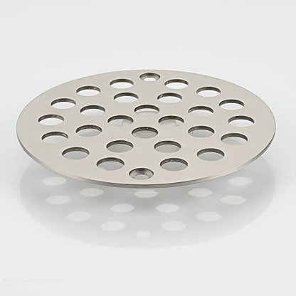 Round 4 Inch Screw-in Floor Drain Cover Replacement Shower Drainer Grate with Screws (Brushed Nickel) - color: Brushed Nickel