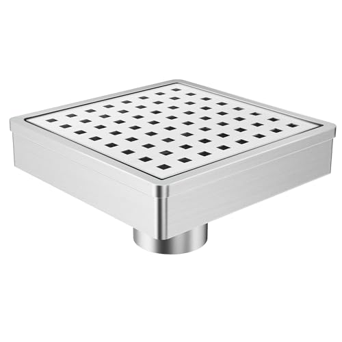 6 Inch Shower Drain, Modern 304 Stainless Steel Square Shower Drain | Brushed Nickel, 6 x 6, with Grate Removable,Hair Strainer, for Bathroom, Kitchen, Balcony, Garden, Remodel Shower, Tile Floor - color: Brushed Nickel, size: 6in