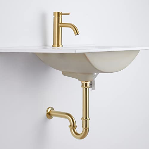 Bathroom Sink Stopper Set Bottle Trap, SUS304 1-1/4 inch Slip Inlet Drain Complete Kit, Lavatory Sink Stopper Set w/Overflow, General US/CA Standard, Brushed Gold - color: Brushed Gold