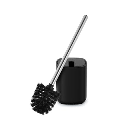 Toilet Brush and Holder Set Toilet Bowl Brush Stainless Steel Automatic Open lid Toilet Bowl Cleaner Brush Set Toilet Scrubber Kit Toilet Cleaning Brush for Bathroom - color: Black