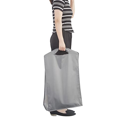 STORAGE MANIAC 2-Pack Hanging Laundry Hamper, Front See-Through Mesh Bag, Slim Basket, Double Hanging Closet Hamper, Narrow Organizer, Grey | Double Closet Laundry Bags, 10" x 16.5" x 31.5", Oxford Fabric, Slim Clothes Basket for Dorms, College & Small Sp