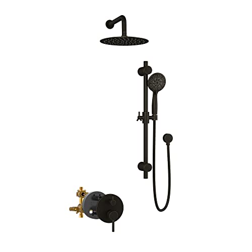 Refuge Rain Shower Head with Handheld Spray Combo - Oil-Rubbed Bronze Finish - 10" Rainfall Shower Head with Handheld Combo | Adjustable Slide Bar | 5-Function Handshower | Tru-Temp Valve | 2.5 GPM - color: Oil Rubbed Bronze, size: 2.5 GPM