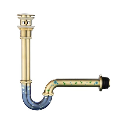 Bathroom Sink Stopper Set Bottle Trap, SUS304 1-1/4 inch Slip Inlet Drain Complete Kit, Lavatory Sink Stopper Set w/Overflow, General US/CA Standard, Brushed Gold - color: Brushed Gold
