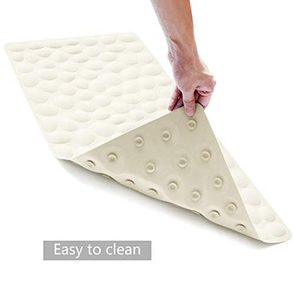 Non-Slip Bathtub Mat OTHWAY Soft Rubber Bathroom Bathmat with Strong Suction Cups (Beige) - color: Beige, size: 31.5" x 16" (Rectangular)