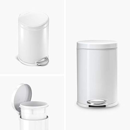 simplehuman 4.5 Liter Bathroom Trash Can, White Steel, Pack of 6 - color: White, size: 4.5 Liter / 1.2 Gallon (Pack of 6)