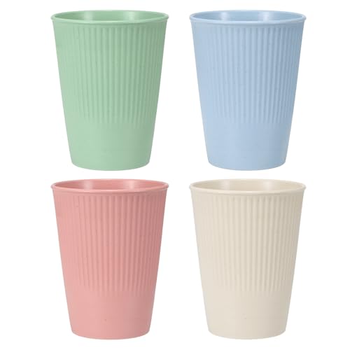 uxcell 4 Pcs Simple Toothbrush Cup, 3.3 x 3.3 x 4.2 Dishwasher Safe Bathroom Tumbler Reusable Plastic Cup Set for Storing Toothpaste Combs, Light Green/Light Pink/Light Blue/Beige - color: Light Green/Light Pink/Light Blue/Beige