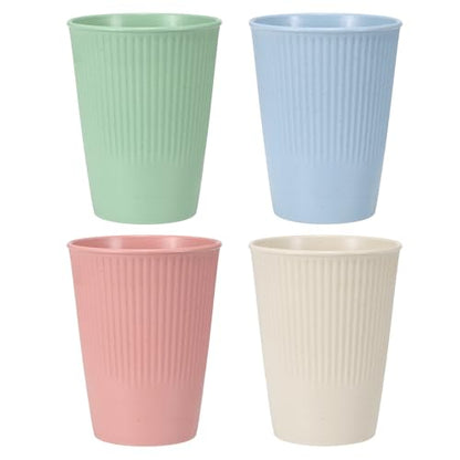 uxcell 4 Pcs Simple Toothbrush Cup, 3.3 x 3.3 x 4.2 Dishwasher Safe Bathroom Tumbler Reusable Plastic Cup Set for Storing Toothpaste Combs, Light Green/Light Pink/Light Blue/Beige - color: Light Green/Light Pink/Light Blue/Beige