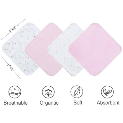 softan Baby Washcloths, 24Pack Baby Wash Cloths Extra Soft & Ultra Absorbent, Baby Towels and Washcloths Face Towel Unisex for Boys Girls Body, Washclothes Gentle on Sensitive Skin, 9x9 Flamingos - color: Flamingos