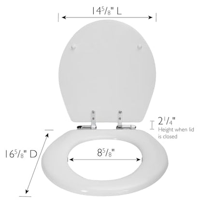 Design House Dalton Round Toilet Seat, White | Surface, Traditional, Wood, Hardware, 544296 - color: White