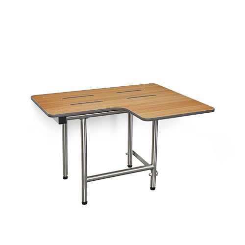 Seachrome 26" x 22.5" Teak Reversible Folding Transfer Tub/Shower Seat with Legs, ADA Compliant - color: Teak, size: 26 x 22.5 in.