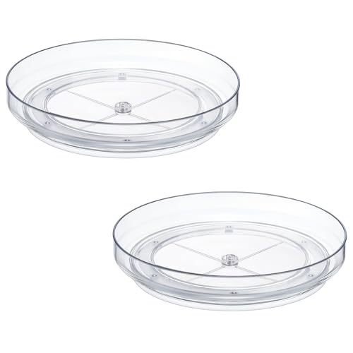2 Pack 10inch Elegant Clear Turntable Acrylic Lazy Susan, Non-Skid Rotating | Smoothly Kitchen Spice Rack, Cabinet Pantry Organization Storage, Refrigerator, Vanity Makeup, Bathroom Countertop Organizer - size: 10inch - 2 Pack