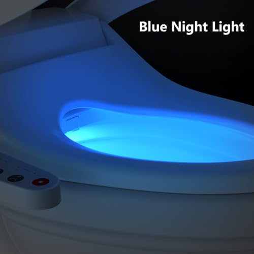 R&T V2601 Electric Bidet Seat, Elongated Smart Toilet Seat with Warm Water, Adjustable Heated Seat, Air Dryer, Night Light, Bidet Attachment for Toilet - color: V2601