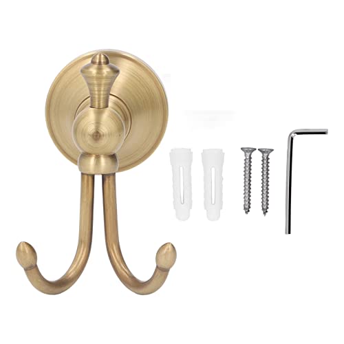 YWBL-WH Wall Towel Hook, Antique Double Clothes Hook 2 Prongs Robe Hook Brass Stainless Steel Wall Mount Vintage Towel Hooks Hangers, Kids Tissue Holders