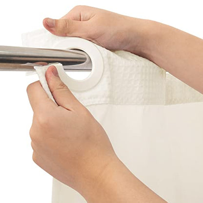 RiverDream Heavyweight Waffle No Hook Shower Curtain with Liner,Cream,71x74 | Dotted Waffle,Snap-in Liner,Heavy Duty,Quick Dry,Mesh Top Window,With Bottom Magnets,Hotel-Grade,Washable,Standard Size - color: Cream, size: 71"W x 74"L (Pack of 1)