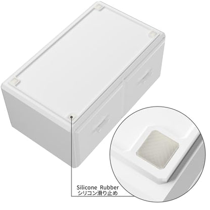 READAEER Makeup Organizer 3 Pieces Cosmetic Storage Case with 6 Drawers (White) - color: White