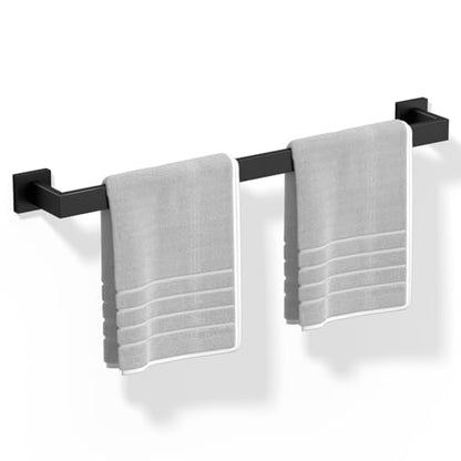 HITSLAM Bath Towel Bar, 24 Inch Towel Rack for Bathroom Wall Mounted, 2-Section Easy Assembly Design, SUS304 Stainless Steel Towel Holder, Matte Black - color: Matte Black, size: 24 Inch (Total Length 25.6 Inch)