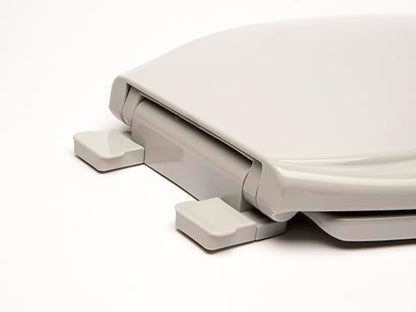2Q1E6-81 Deluxe Slow Close Plastic Toilet Seat with Vari Adjust Lok-Down R'N'C Hinge and Quik-Lok Mounting Hardware, Elongated, Ice Gray - color: Ice Gray, style: Elongated