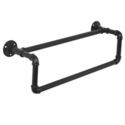 MyGift Wall Mounted Double Towel Bar, Rustic Industrial Bathroom Decor | Dual bars provide convenient towel storage while adding rustic industrial style to bathrooms with a sleek matte black finish