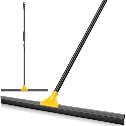 SOBONNE 24" Floor Squeegee for Concrete Floor Water Removal | Heavy Duty Large Rubber Squeegee Broom/ 57" Long Handle for Tiles Window Shower Garage Patio Deck Pool/Yellow - size: 24 Inch Floor Squeegee