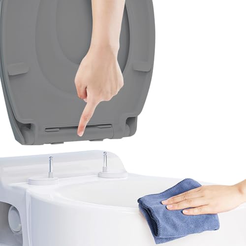 Ram® Grey Quick Release Soft Close Toilet Seat with Hinges Bathroom Bowl Seating ABS Toilet Seat