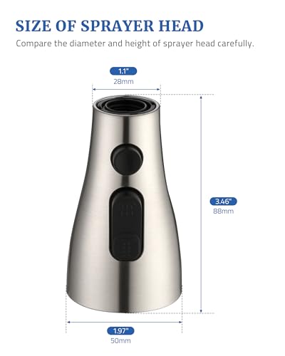 Kitchen Faucet Spray Head Replacement, Pull Down Sprayer with 15 Adapters | Pull Out Faucet Spray Nozzle, 3 Modes Stream/Spray/Strong Spray, DOE CEC Certified, Simple Installation, Brushed Nickel - color: Brushed Nickel