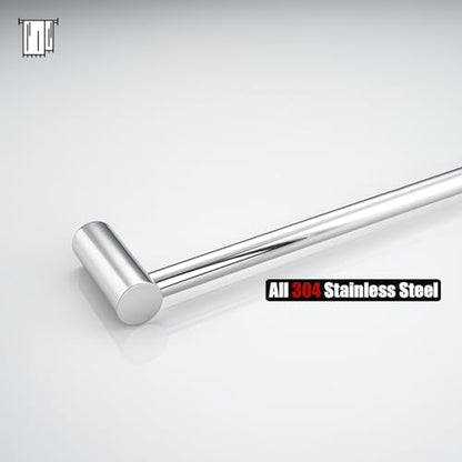 JQK Towel Bar Chrome, 18.5 Inch 304 Stainless Steel Thicken 0.8mm 2 Pieces Towel Rack Bathroom Wall Mount, Useable Length 16 Inch, TB610L16-CH - color: Polished Steel, size: 16.5 Inch