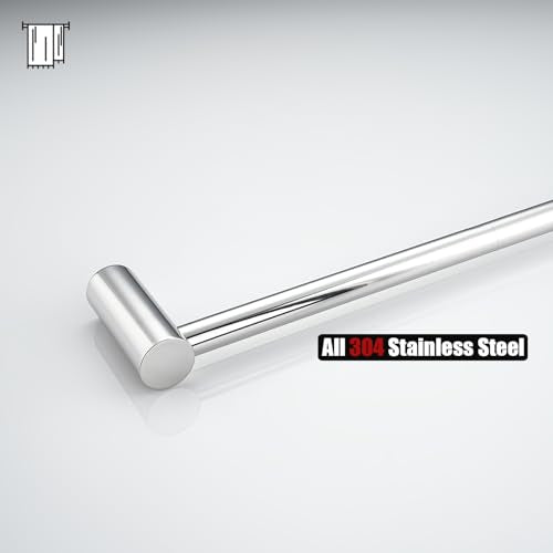 JQK Towel Bar Chrome, 26.5 Inch 304 Stainless Steel Thicken 0.8mm 2 Pieces Towel Rack Bathroom Wall Mount, Useable Length 24 Inch, TB610L24-CH - color: Polished Steel, size: 26.5 Inch