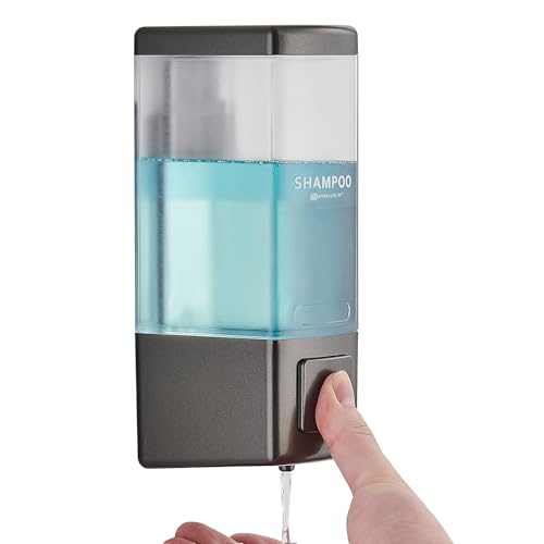 Pollock Shampoo and Conditioner Dispenser 1 Chamber * 500ML | Shower Soap Dispenser Wall Mounted, Body Wash Dispenser No Drill, Refillable Shower Dispenser for Bathroom - color: Blk-zt-53-gun1