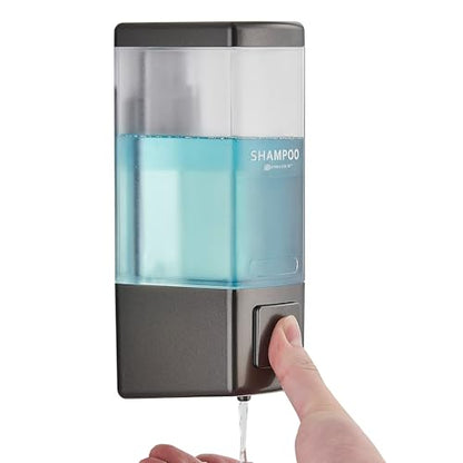 Pollock Shampoo and Conditioner Dispenser 1 Chamber * 500ML | Shower Soap Dispenser Wall Mounted, Body Wash Dispenser No Drill, Refillable Shower Dispenser for Bathroom - color: Blk-zt-53-gun1