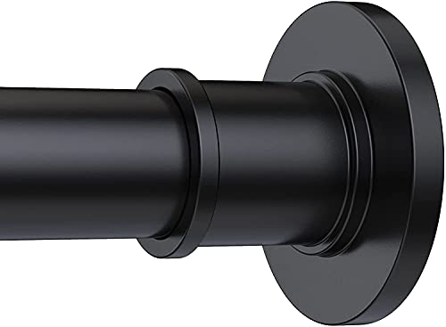 BRIOFOX Industrial Shower Curtain Rod - Rustproof Non-Slip Long Tension Shower Rod 54-90 Inch Stainless Steel Tension Curtain Rod for Windows, Matte Black - color: Matte Black, size: 54-90 Inch