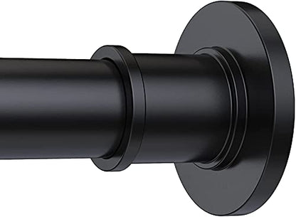 BRIOFOX Industrial Shower Curtain Rod - Rustproof Non-Slip Long Tension Shower Rod 54-90 Inch Stainless Steel Tension Curtain Rod for Windows, Matte Black - color: Matte Black, size: 54-90 Inch