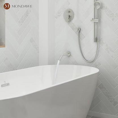 MONDAWE 9 Inch Wall Mounted Shower Faucet Set with Tub Spout in Brushed Nickel, Rainfall Shower Head with 3-Setting Handheld Spray Shower Combo, High Pressure Shower System with Solid Brass Valve - color: Brushed Nickel, style: 9 IN - With Tub Spout