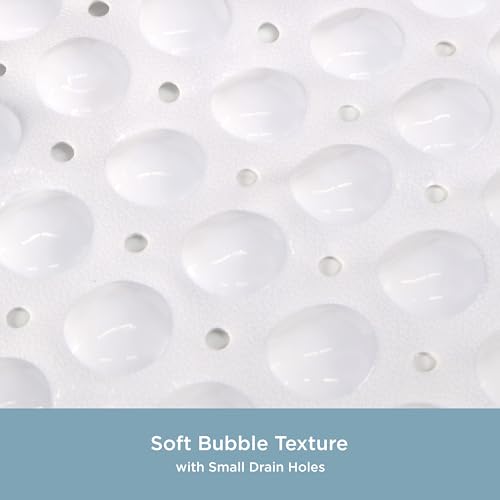 Kenney KN61277 Vinyl Bubble Bath Mat, Shower Mat, Tub Mat with Suction Cups and Drain Holes for Use Inside the Bathroom Shower, 30.75" L x 15.25" W, White - color: White, size: 30.8" x 15.3" (Rectangular)