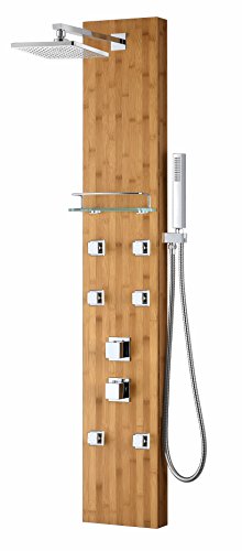 ANZZI Crane 60" Body Massage 6 Jetted Shower Panel System With Heavy Rain | Powerful Jets Equipped With Six Acu Stream Jets Delivering, Acu Stream Invigorating Massaging Water, Built To Last - color: Bamboo, style: 6 Jets