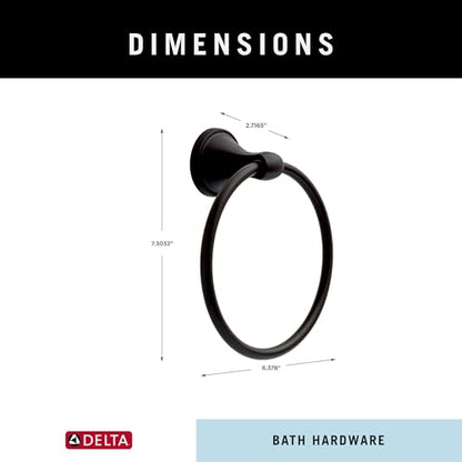 Delta Faucet Becker (1-Pack) Hand Towel Holder, Matte Black, Ring for Bathroom or Kitchen Sink, Wall Mounted BCK46-MB - color: Matte Black