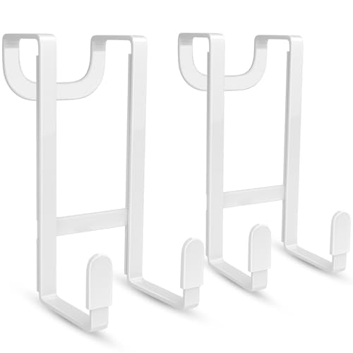 FYY 2 Packs Over The Door Hooks, Heavy Duty Door Hanger Hook, No Drill Wall Hooks for Hanging Coat, Towel, Bag in Bathroom, Closet Fits Most Doors Up to 1-7/8" Thickness （White） - color: White-2pcs, size: Short