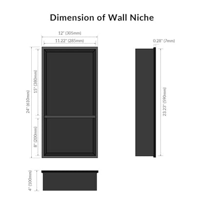 24x12 Shower Niche, No Tile Needed Insert, 304 Stainless Steel, Sloped Base, Matte Black in-Wall Shelf - color: Matte Black B, size: 12''×24''