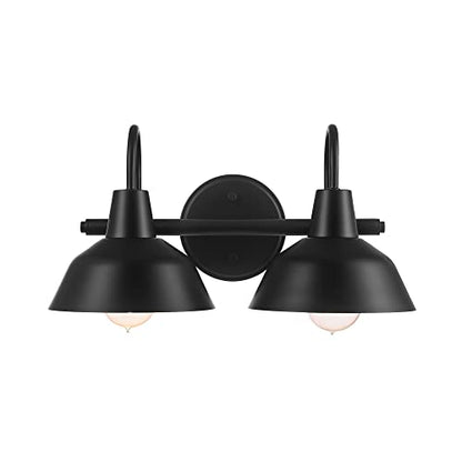 Globe Electric 63000004 3-Piece Bathroom Set, Matte Black, 15.5" 2-Light Vanity Light, Towel Ring, Toilet Paper Holder, Bulb Not Included - color: Matte Black, Brooklyn (3-Piece)