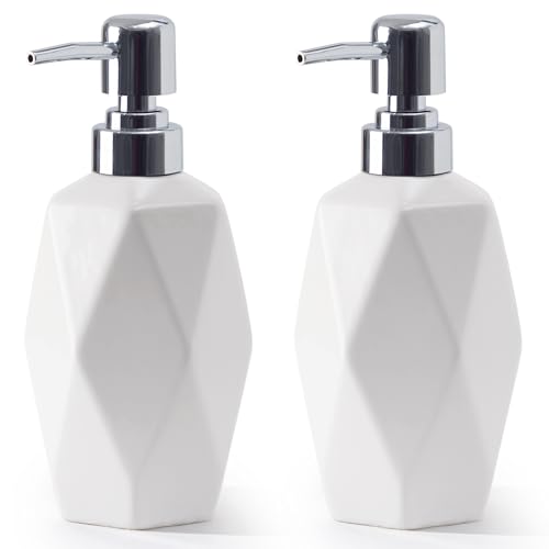 Soap Dispenser, 13.5oz Ceramic Soap Dispenser Bathroom for Kitchen & Bathroom Set of 2 (White, 2 Pack) - color: White X 2